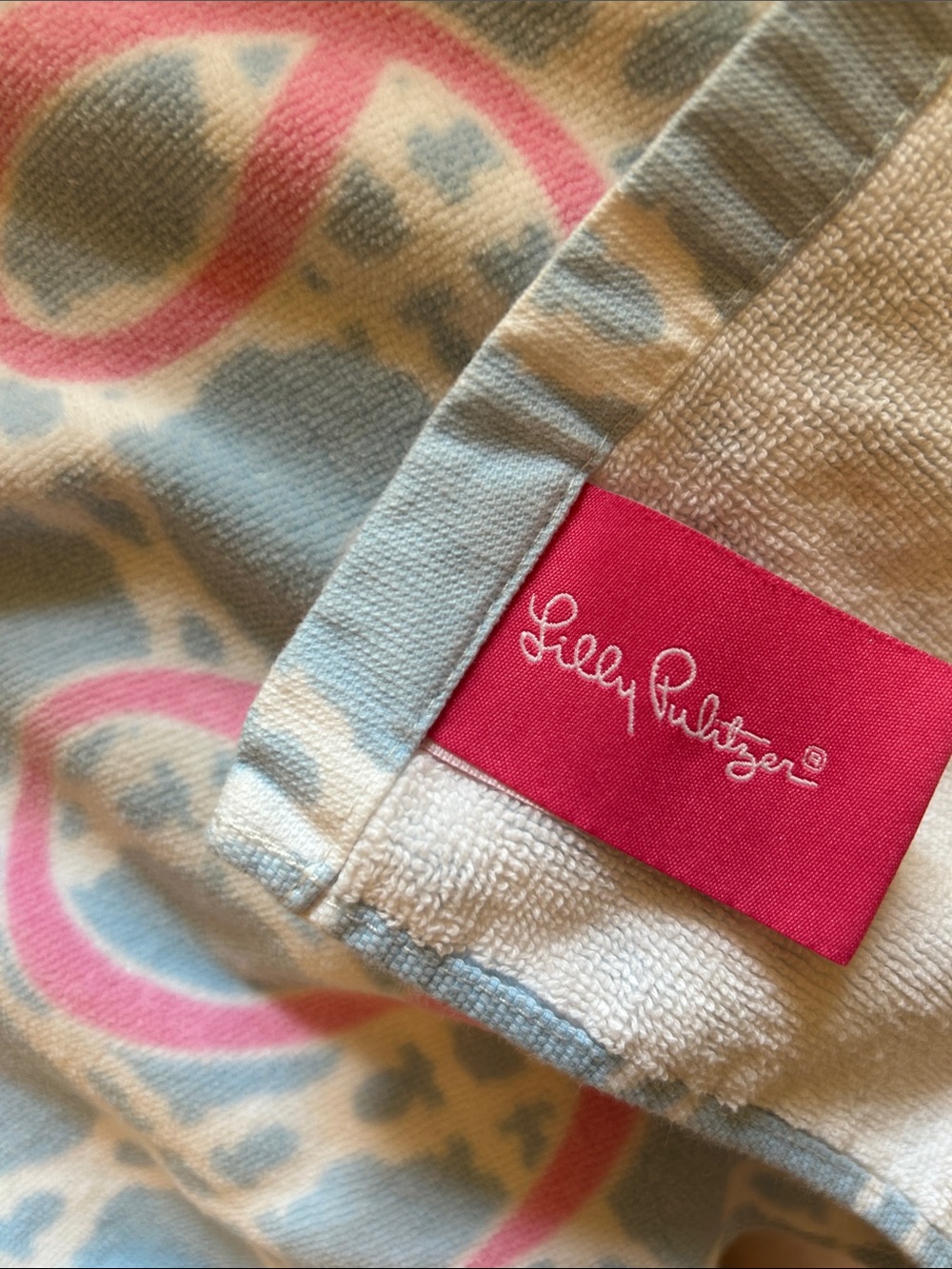 Lilly Pulitzer Frenchie Blue Caning Beach Towel Oversized 70x40 - Picture 4 of 13